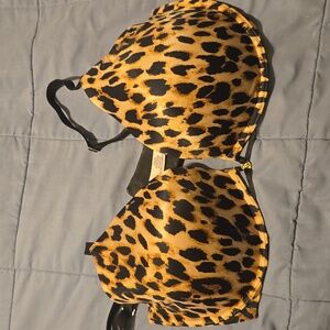 Victoria's Secret Leopard Print Bra - Black and Beige